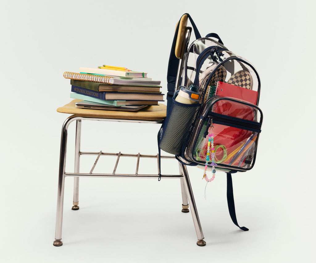 Away Clear Daily Backpack in Clear/Navy Blue