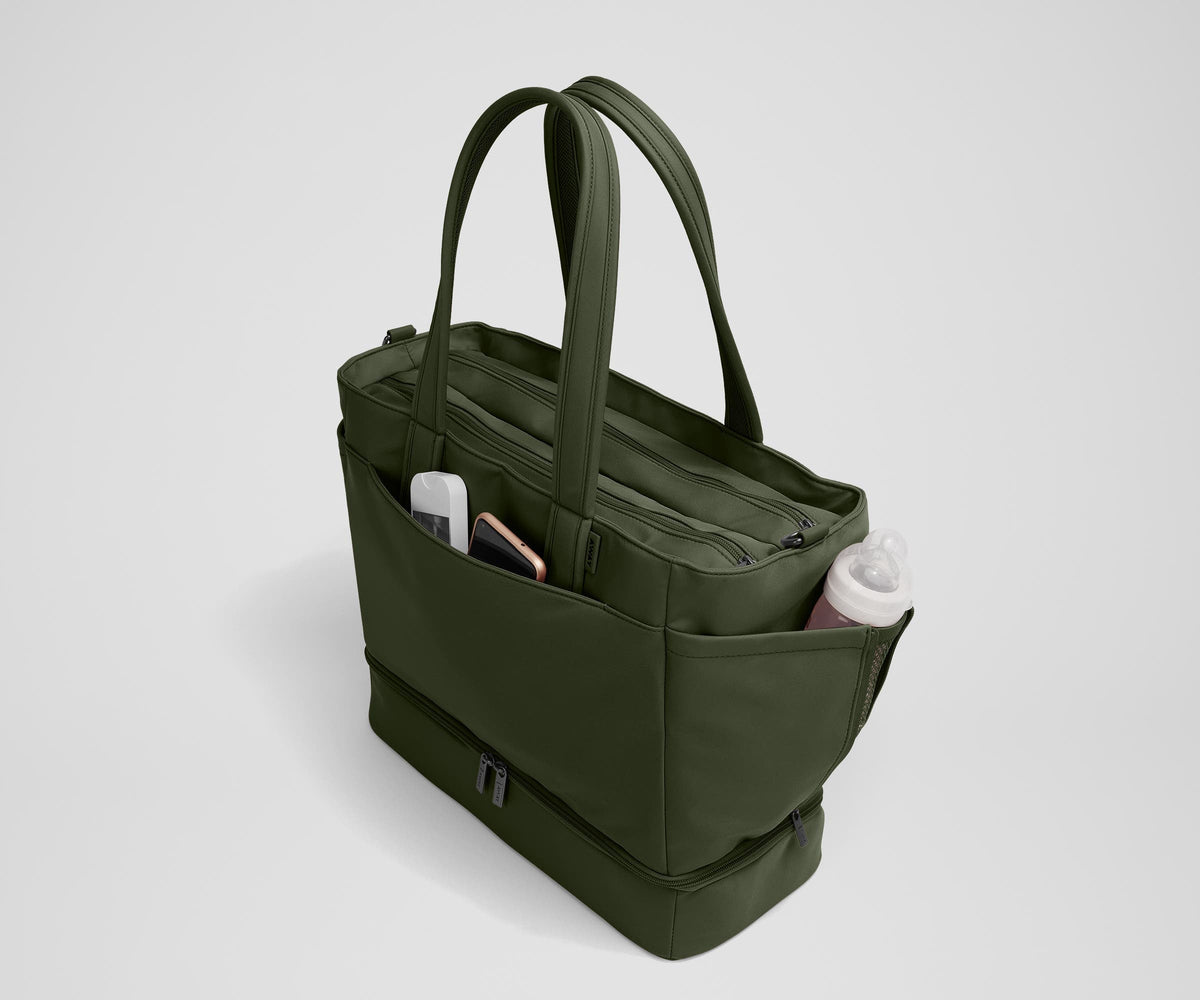 Away The Double Diaper Tote Diaper Bag - Olive Green