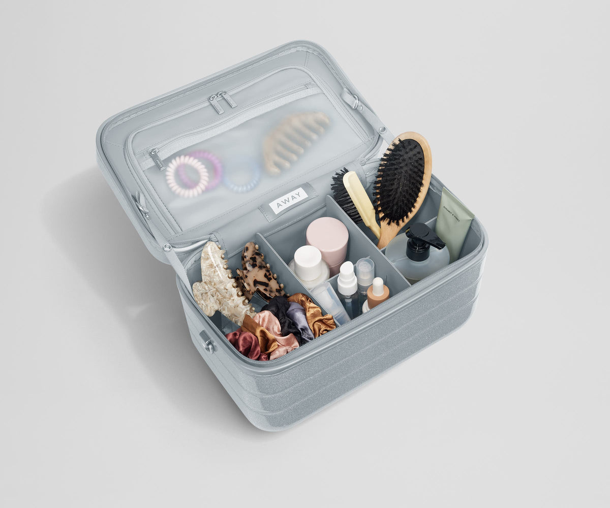 Away The Train Case Toiletry Bag - Supernova Silver