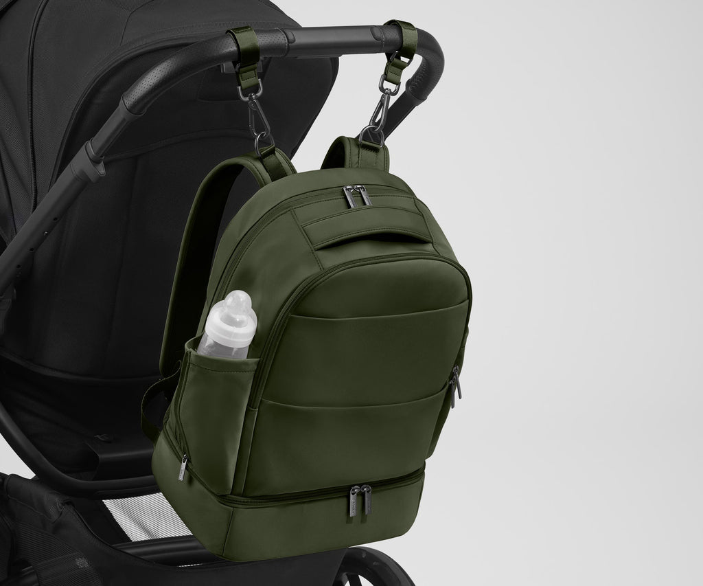 Away The Double Diaper Backpack Diaper Bag - Olive Green