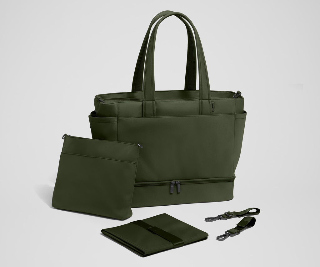 Away The Double Diaper Tote Diaper Bag - Olive Green