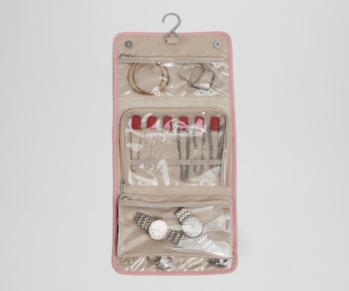 Away Hanging Jewelry Organizer Jewelry Case - Flamingo Pink