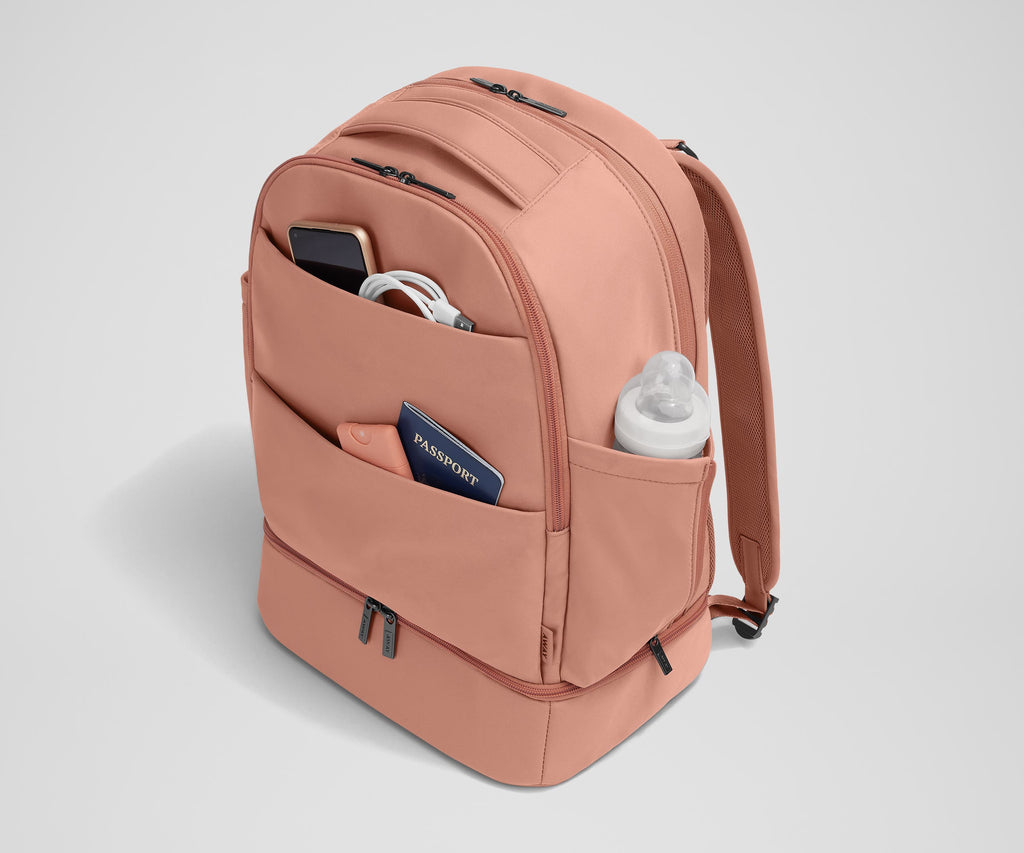 Away The Double Diaper Backpack Diaper Bag - Clay Pink