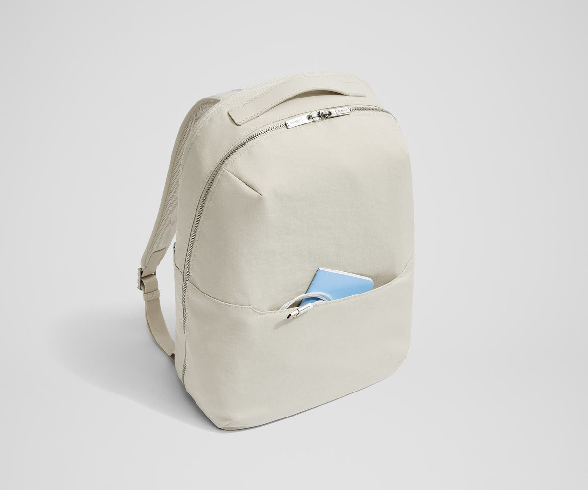 Away The Everywhere Zip Backpack in Salt White Textured Nylon