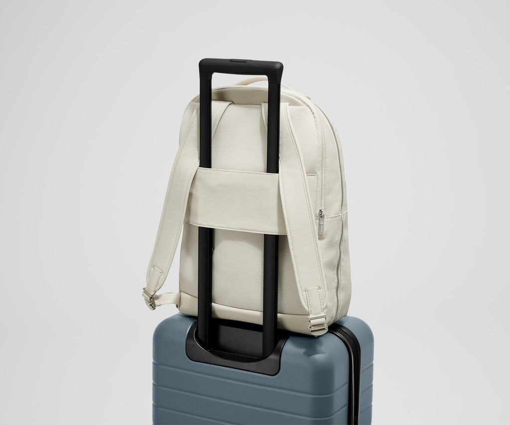 Away The Everywhere Zip Backpack in Salt White Textured Nylon