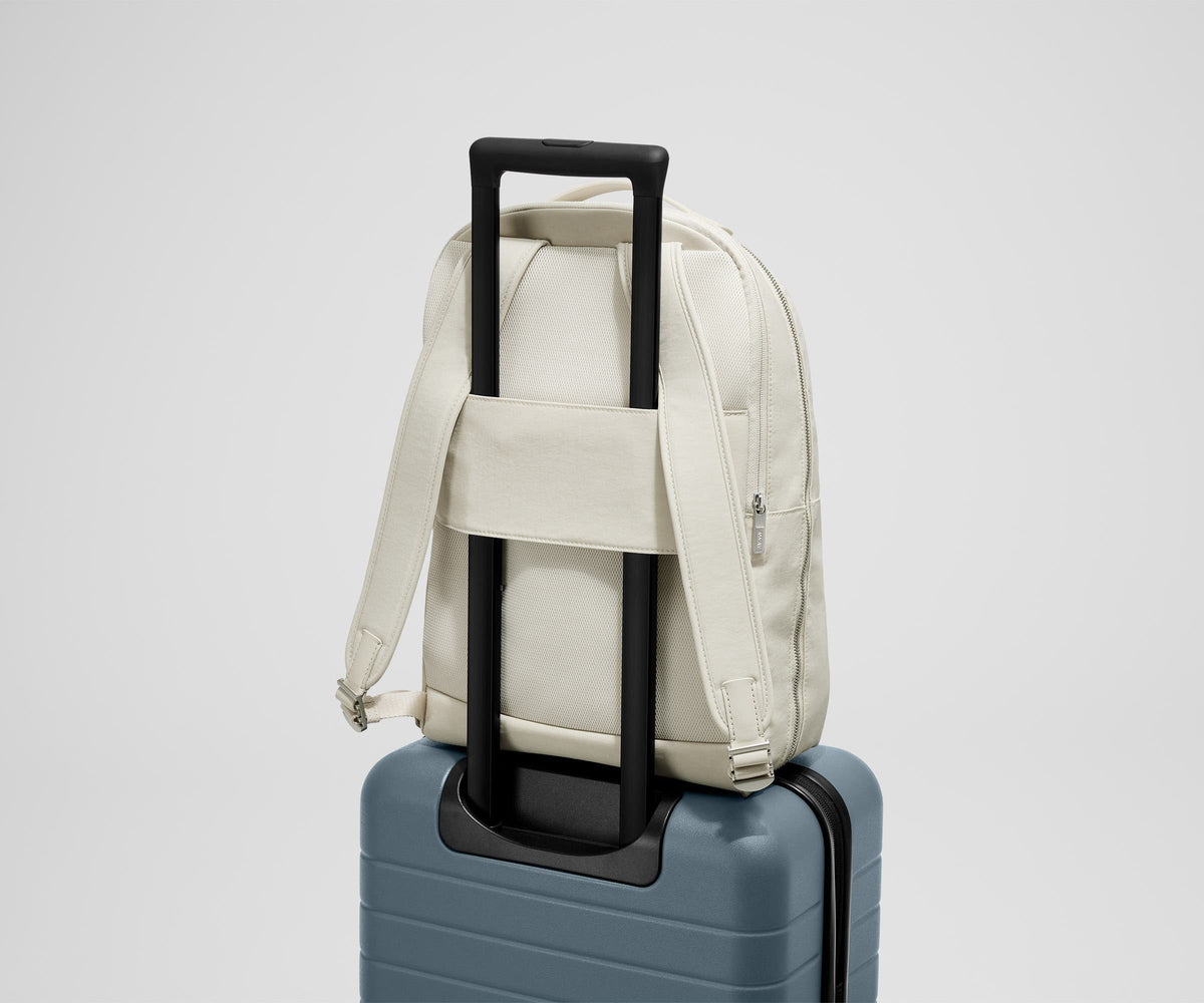 Away The Everywhere Zip Backpack in Salt White Textured Nylon