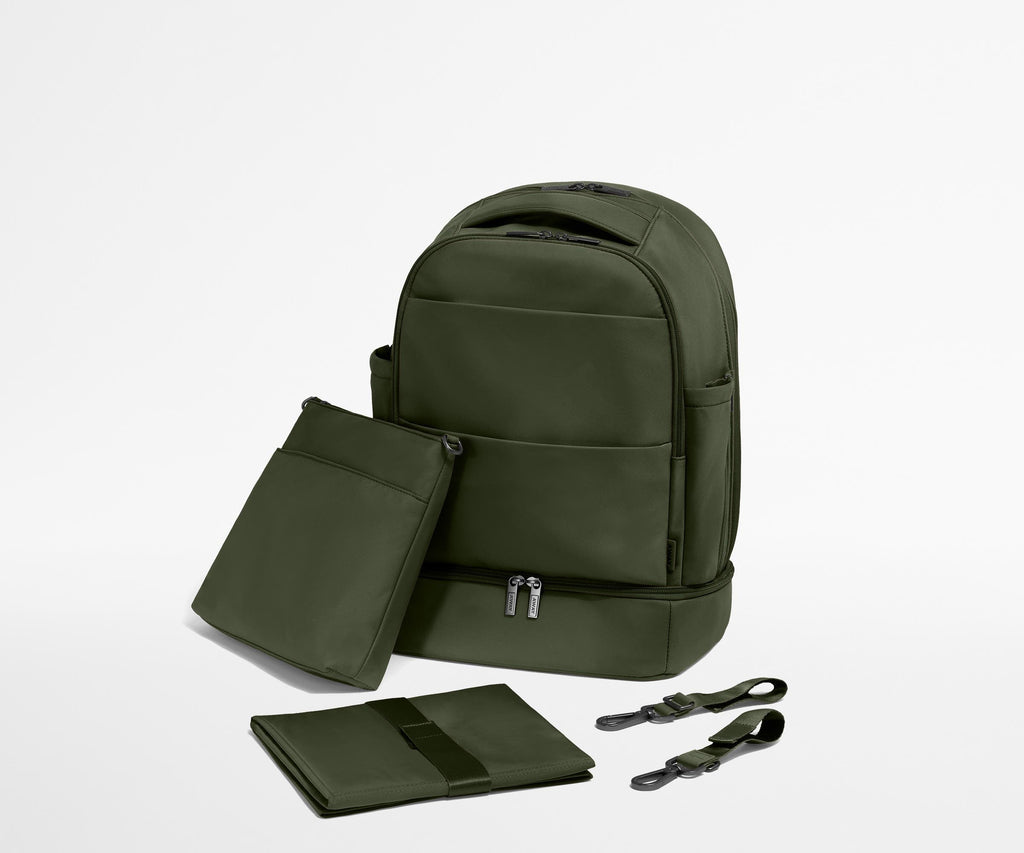 Away The Double Diaper Backpack Diaper Bag - Olive Green
