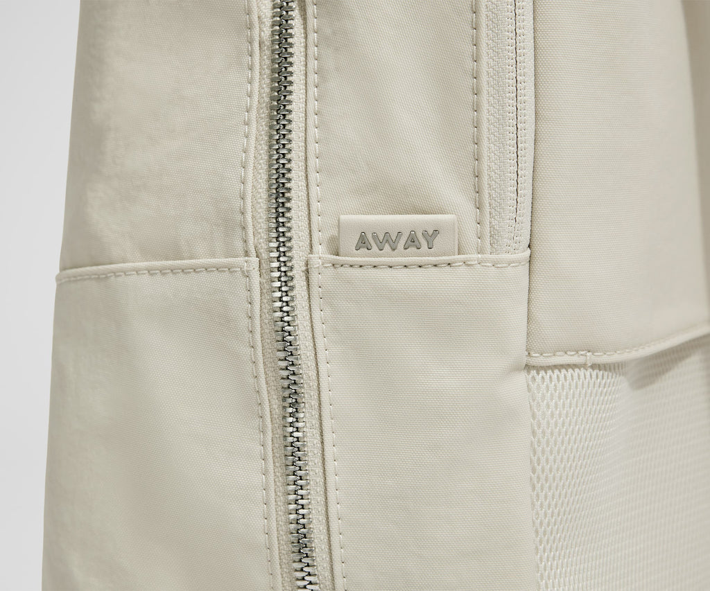 Away The Everywhere Zip Backpack in Salt White Textured Nylon