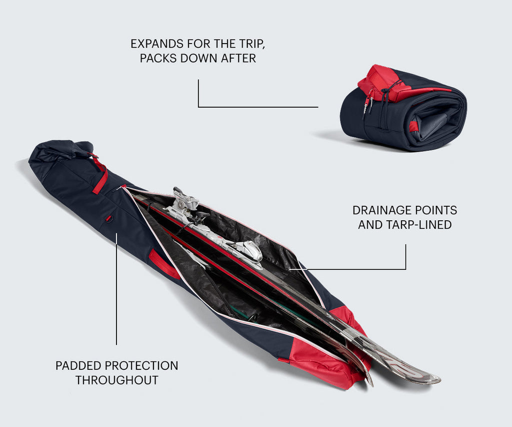 Away Roll-Top Ski Bag Suitcase - Navy Blue