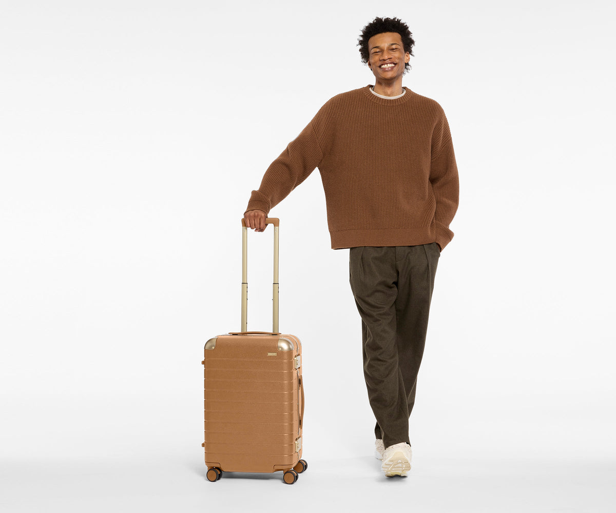 Away The Aluminum Edge Bigger Carry-On Suitcase - Cognac Brown