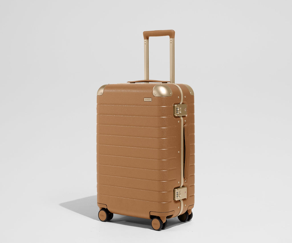 Away The Aluminum Edge Bigger Carry-On Suitcase - Cognac Brown