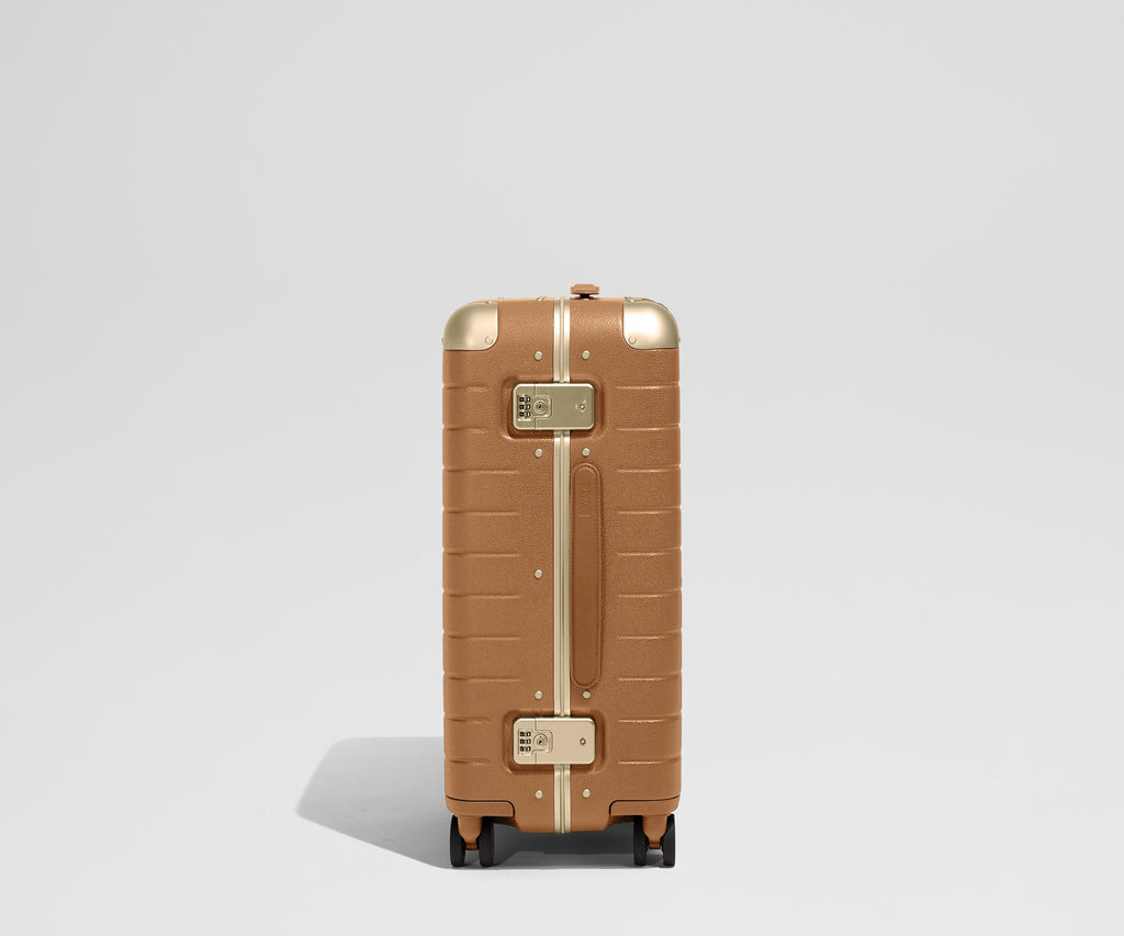 Away The Aluminum Edge Bigger Carry-On Suitcase - Cognac Brown