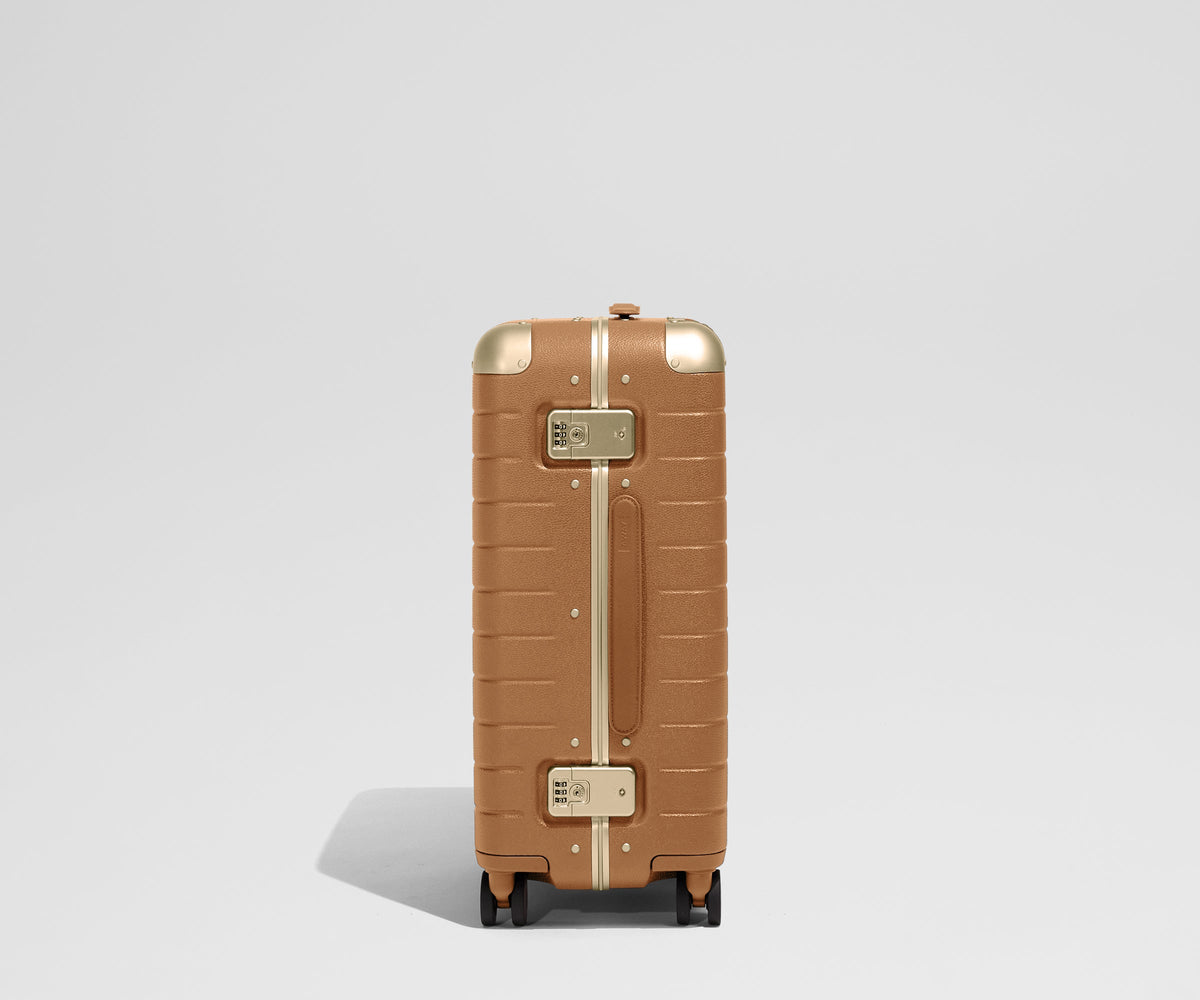 Away The Aluminum Edge Bigger Carry-On Suitcase - Cognac Brown