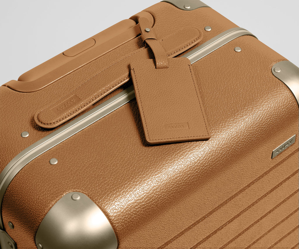 Away The Aluminum Edge Carry-On Suitcase - Cognac Brown