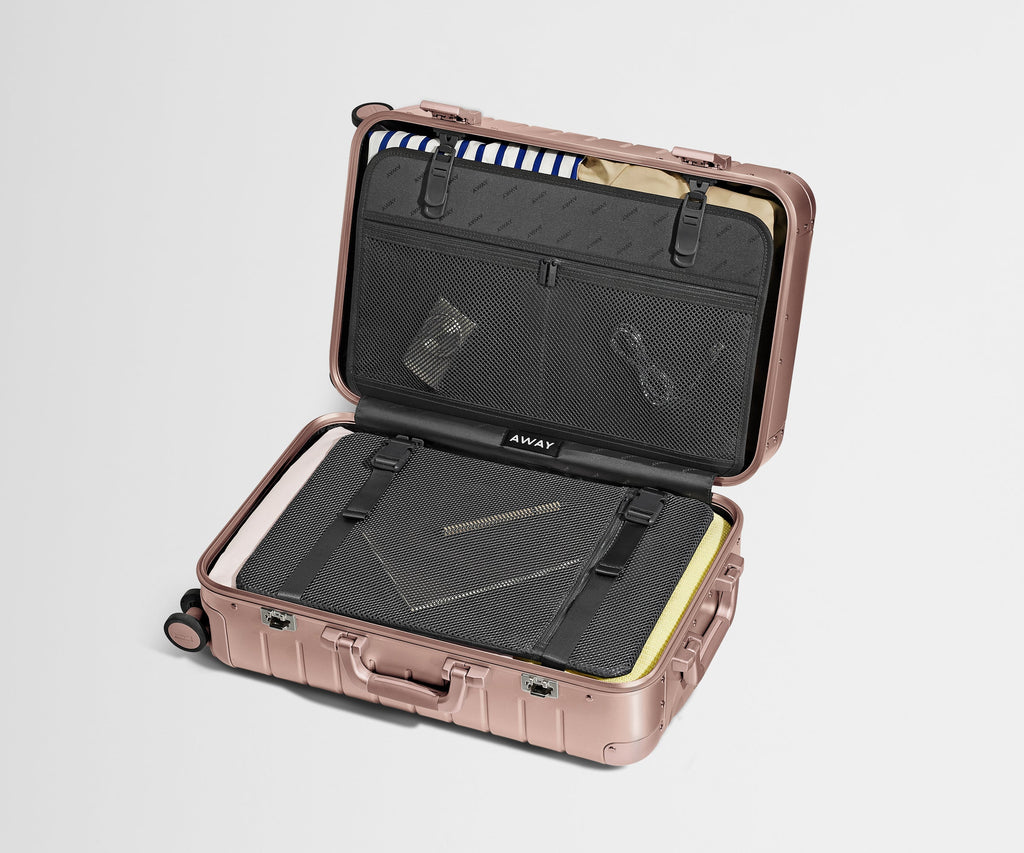 Away The Bigger Carry-On: Aluminum Edition Suitcase - Rose Gold