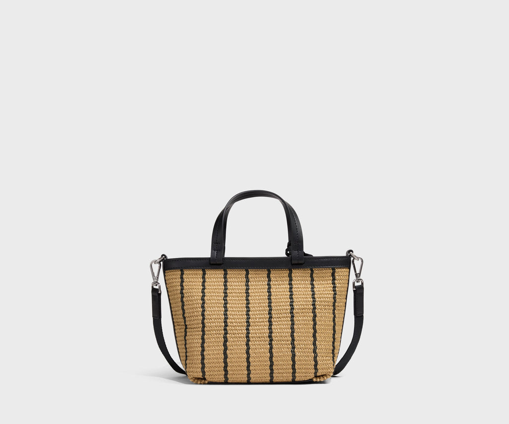 Away Mini Riviera Straw Tote Tote Bag - Black Seagrass