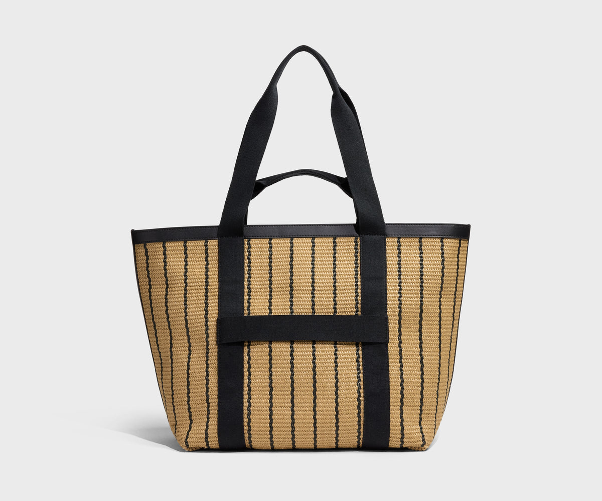 Away Riviera Straw Tote Tote Bag - Black Seagrass