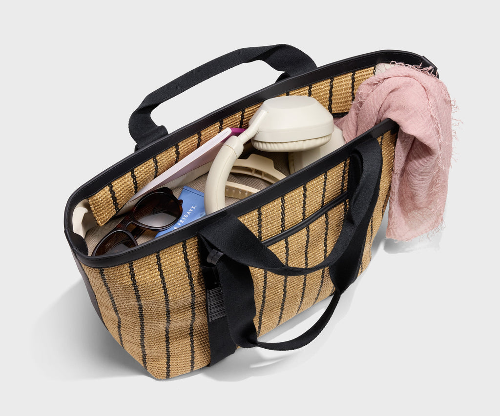 Away Riviera Straw Tote Tote Bag - Black Seagrass