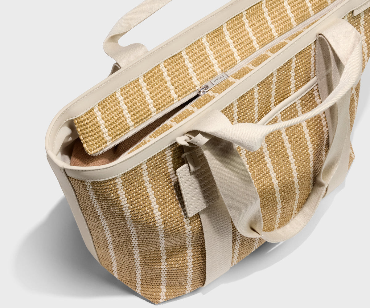 Away Riviera Straw Tote Tote Bag - White Seagrass