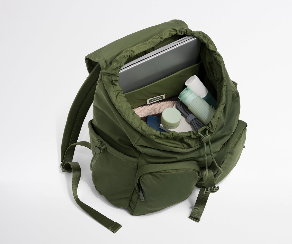 Away Featherlight Cargo Backpack in Olive Green