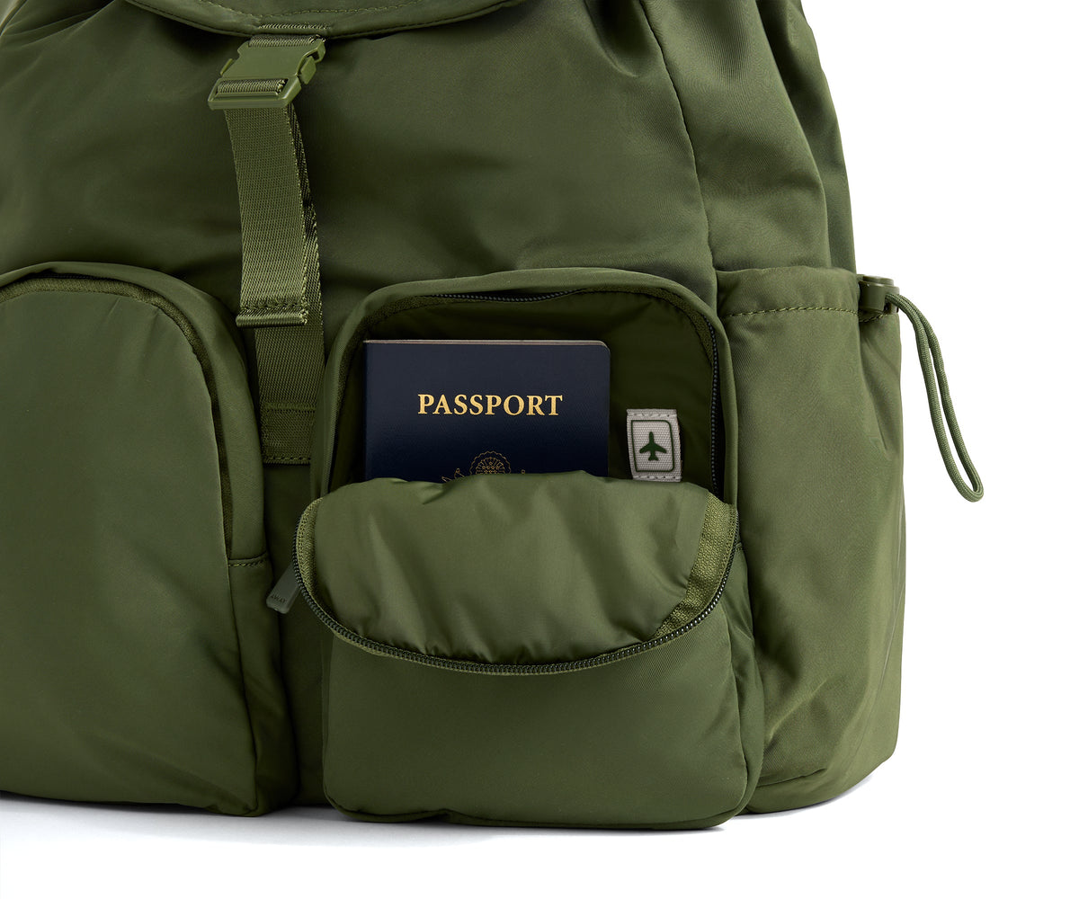 Away Featherlight Cargo Backpack in Olive Green