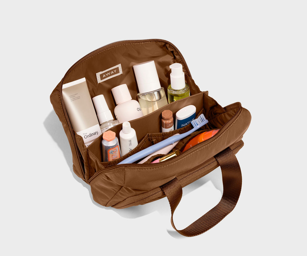 Away Featherlight Daily Cosmetic Case Toiletry Bag - Amaro Brown