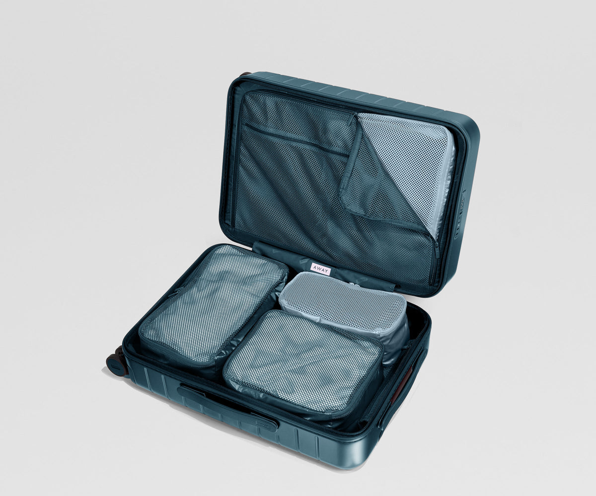 Away Insider Packing Cubes (Set of 4) in Stormy Teal & Arctic Blue