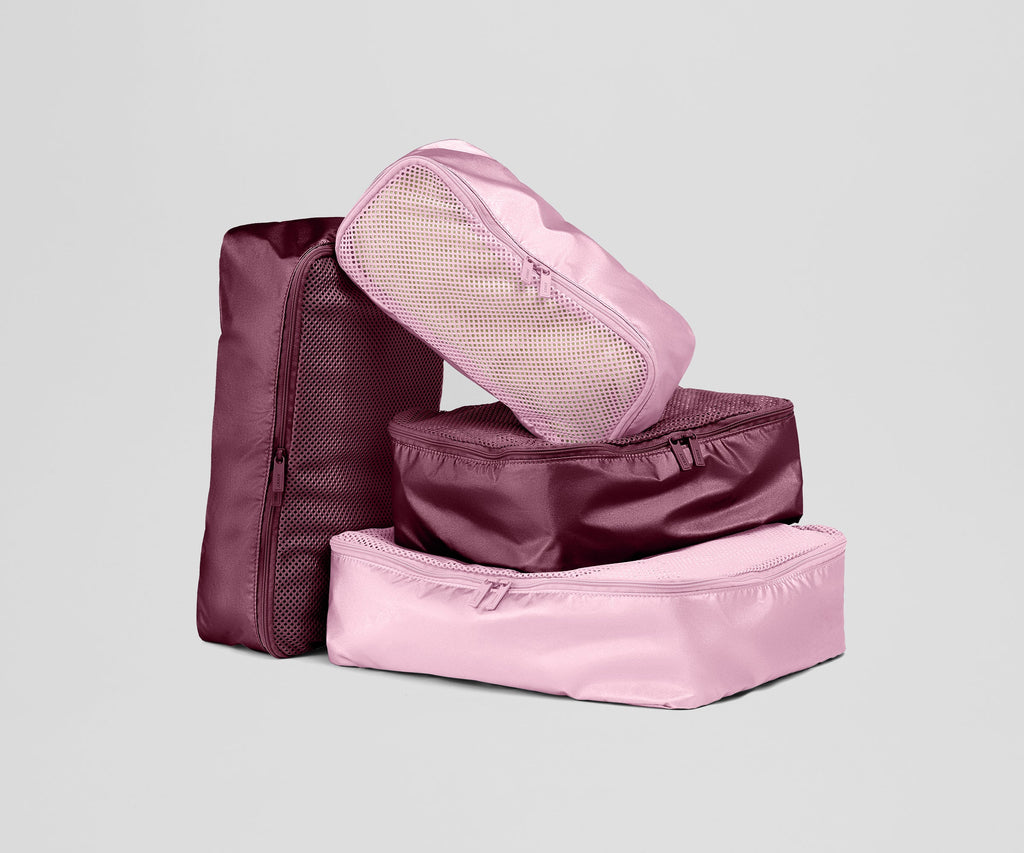 Away Insider Packing Cubes (Set of 4) in Ruby Haze & Glacial Pink