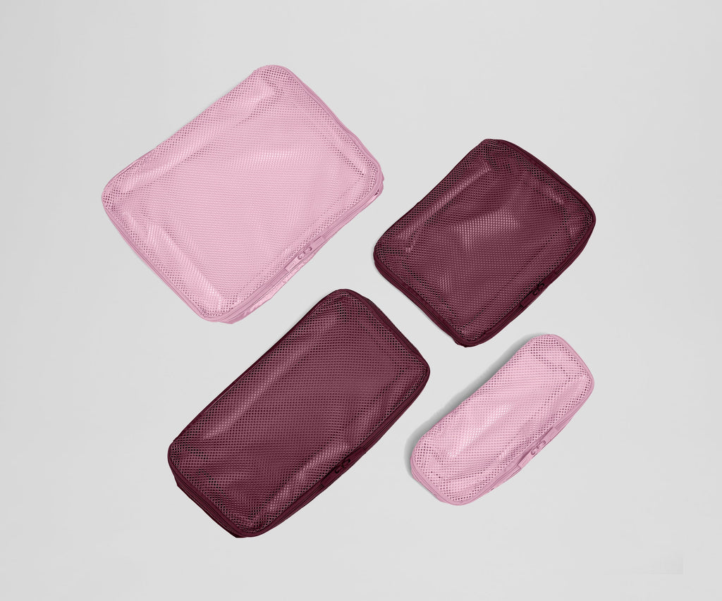 Away Insider Packing Cubes (Set of 4) in Ruby Haze & Glacial Pink