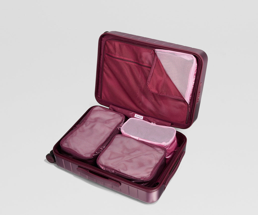 Away Insider Packing Cubes (Set of 4) in Ruby Haze & Glacial Pink