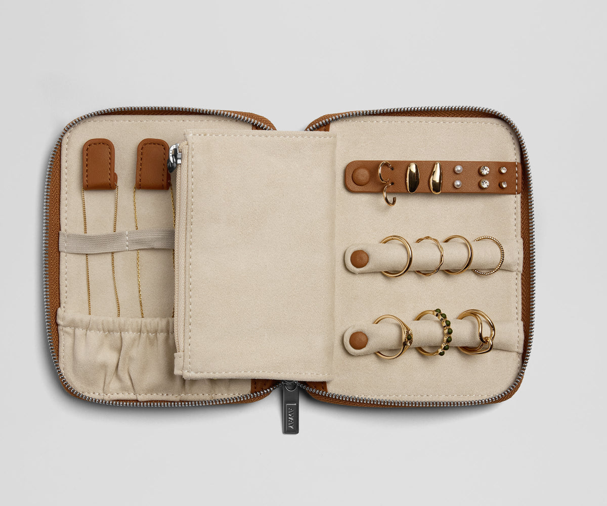 Away Slim Jewelry Organizer Jewelry Case - Saddle Brown