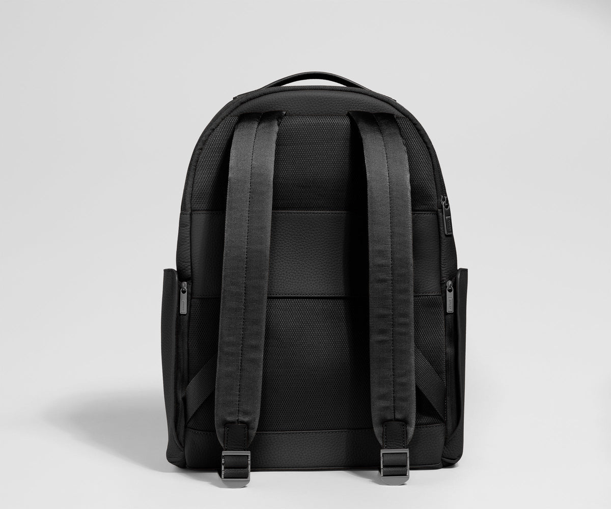 Away Leather Backpack in Jet Black