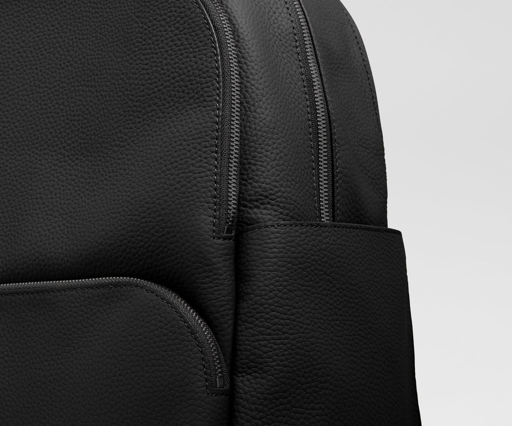 Away Leather Backpack in Jet Black