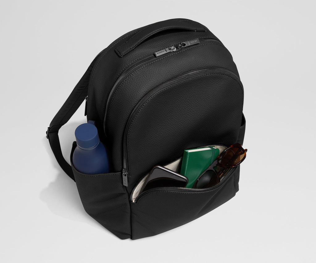 Away Leather Backpack in Jet Black