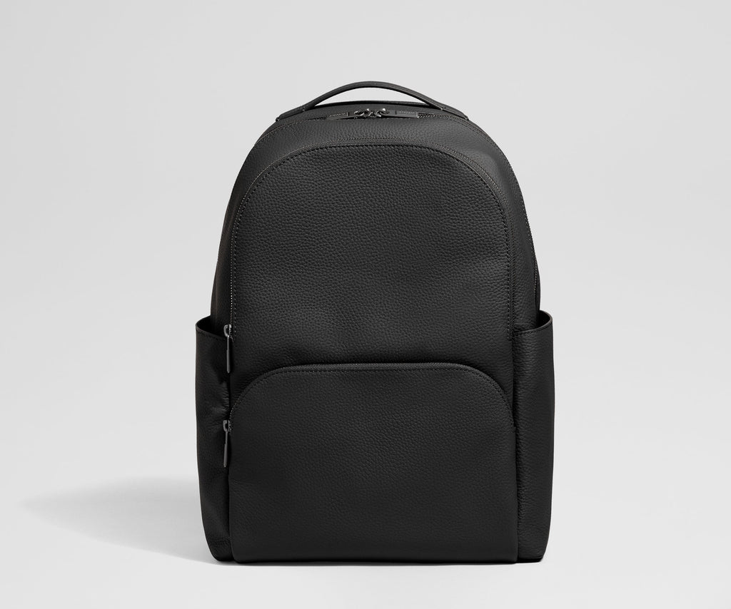 Away Leather Backpack in Jet Black