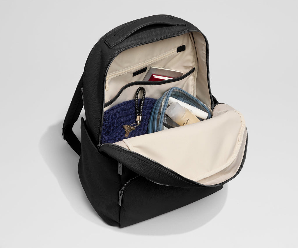 Away Leather Backpack in Jet Black
