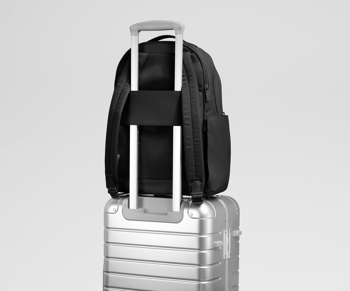 Away Leather Backpack in Jet Black