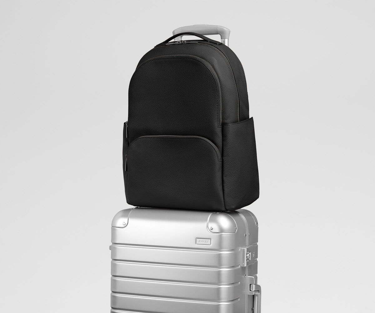Away Leather Backpack in Jet Black