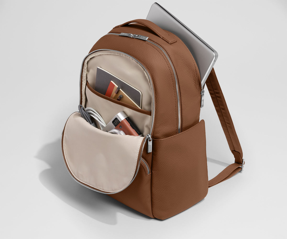 Away Leather Backpack in Saddle Brown