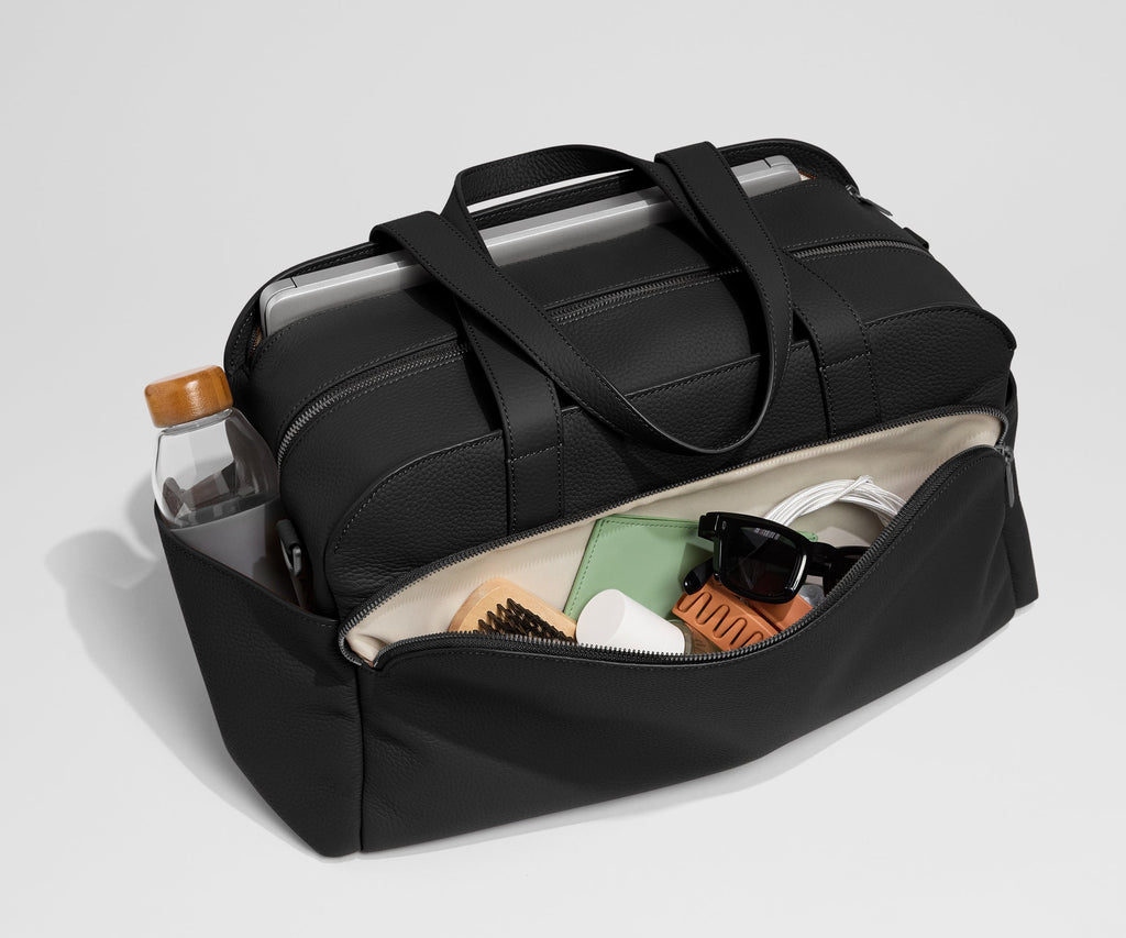 Away Leather Duffle Duffel Bag - Jet Black