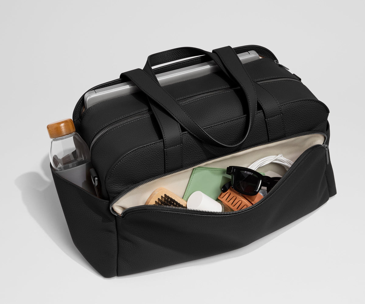 Away Leather Duffle Duffel Bag - Jet Black