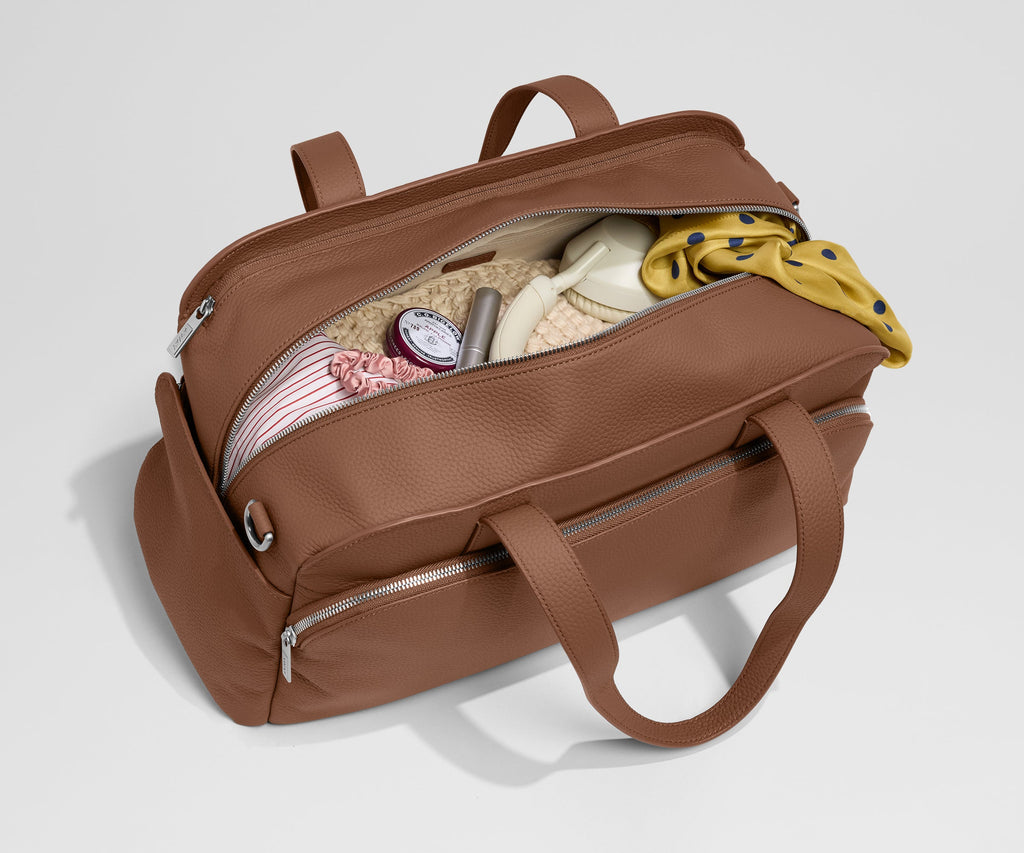Away Leather Duffle Duffel Bag - Saddle Brown