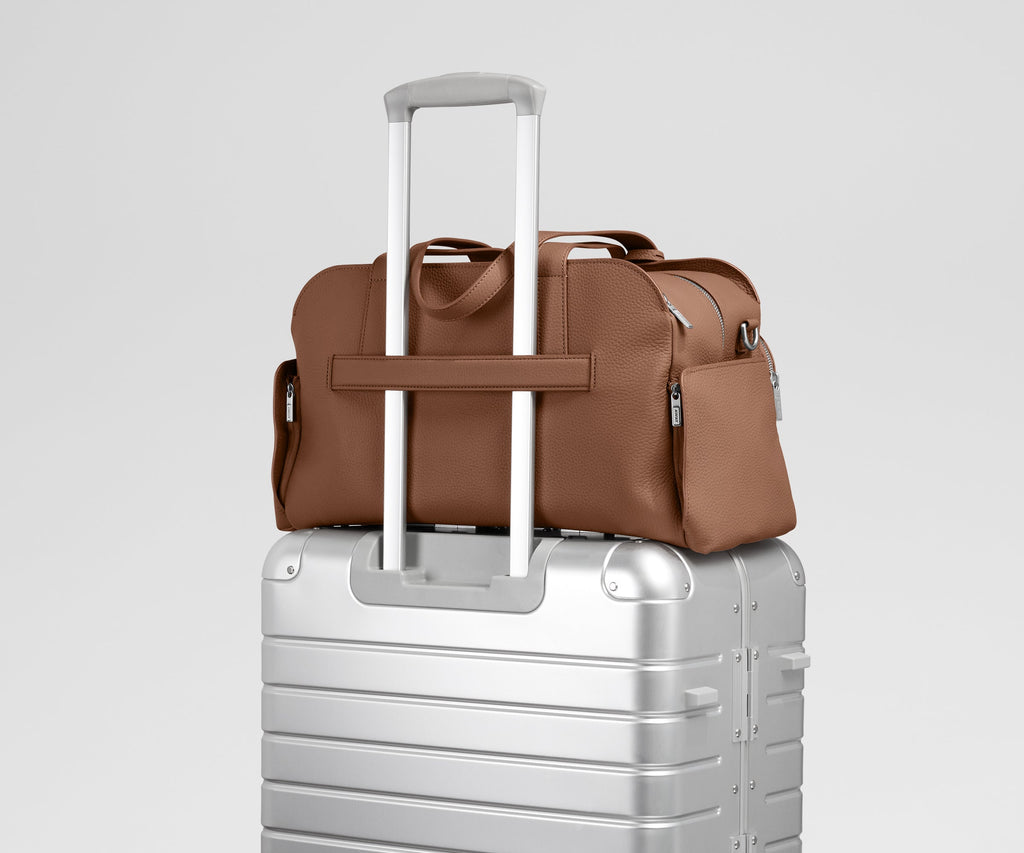 Away Leather Duffle Duffel Bag - Saddle Brown