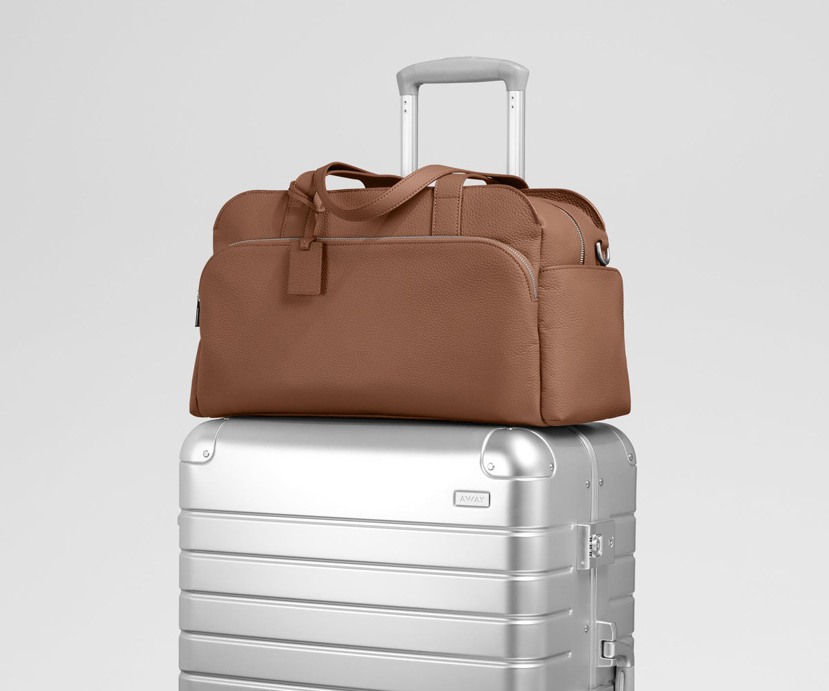 Away Leather Duffle Duffel Bag - Saddle Brown
