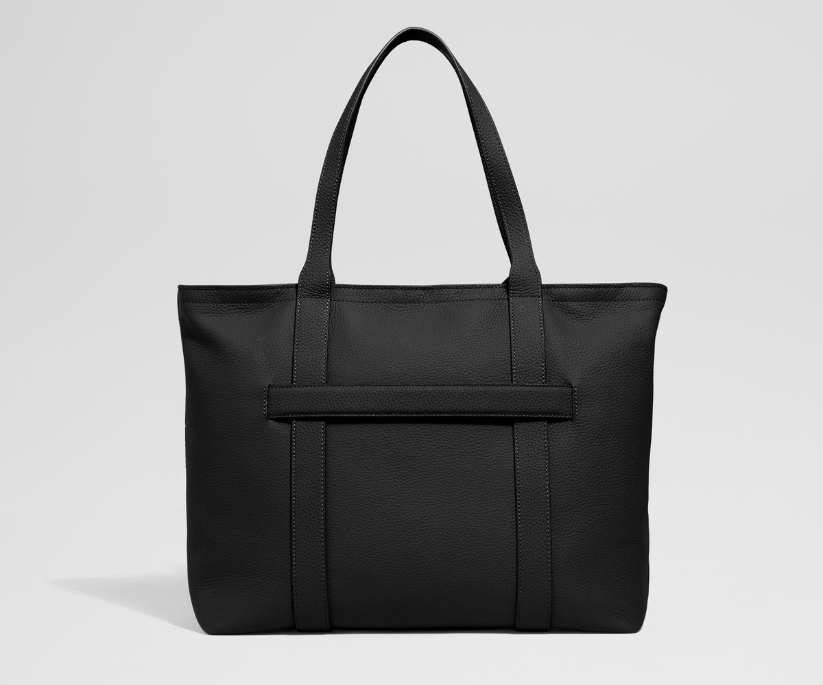 Away Leather Tote Tote Bag - Jet Black