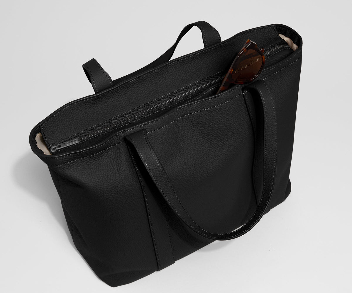 Away Leather Tote Tote Bag - Jet Black