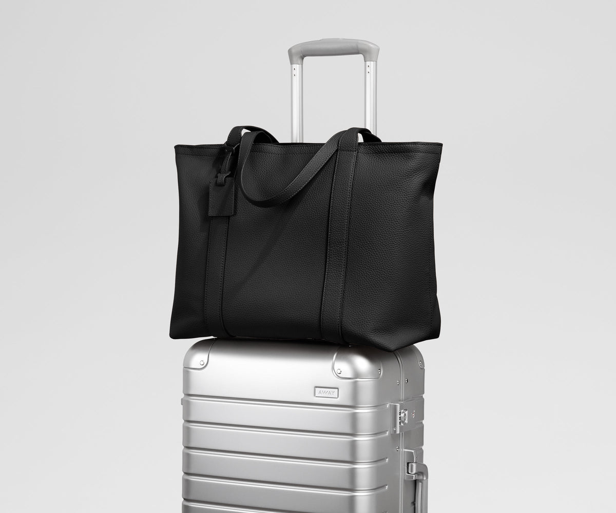 Away Leather Tote Tote Bag - Jet Black
