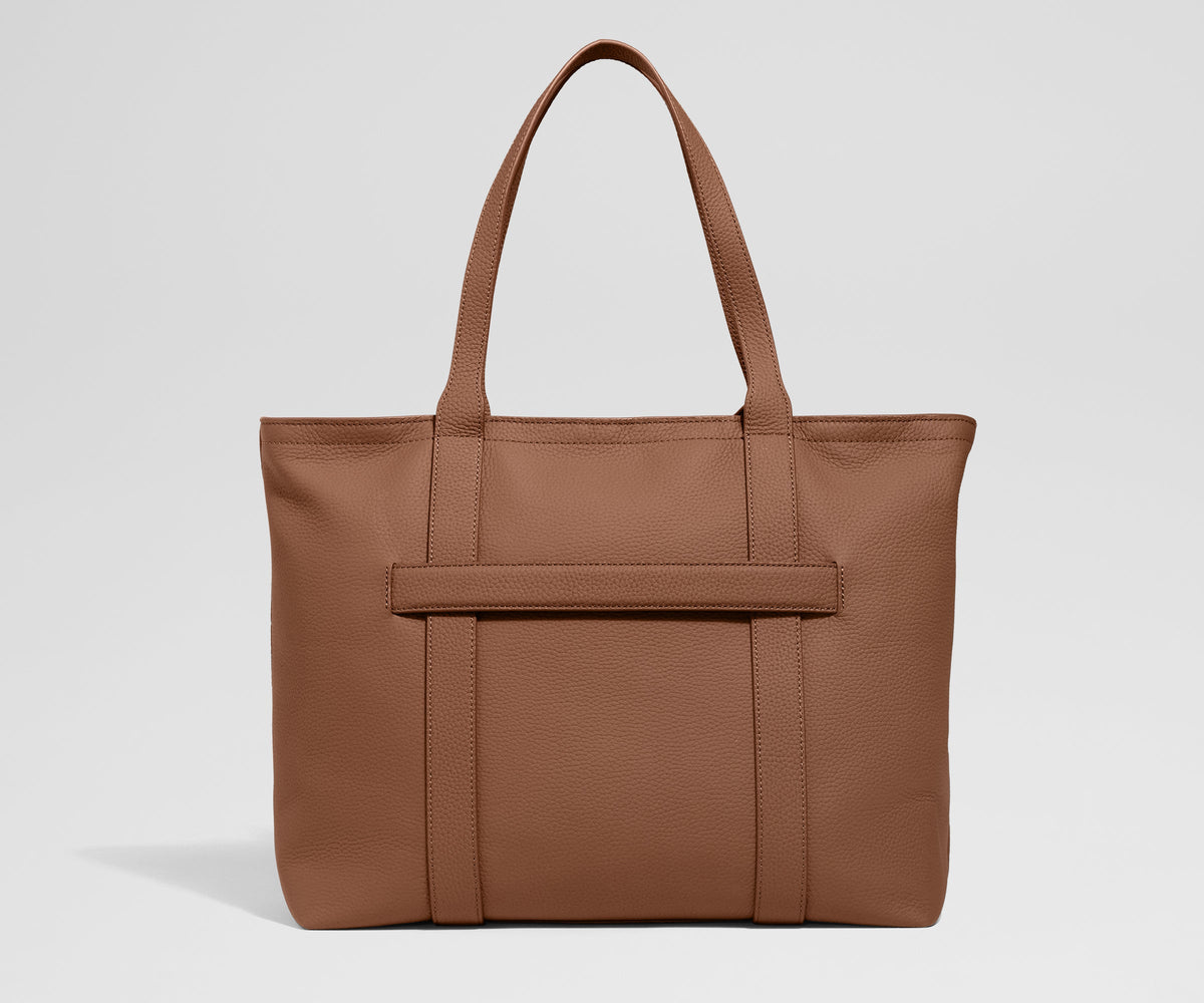 Away Leather Tote Tote Bag - Saddle Brown