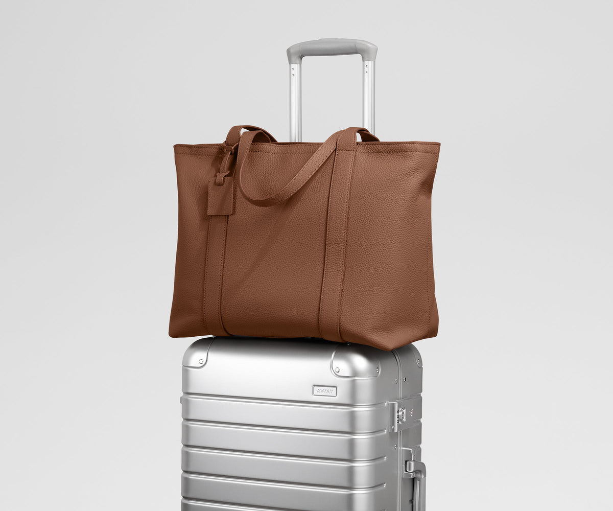 Away Leather Tote Tote Bag - Saddle Brown