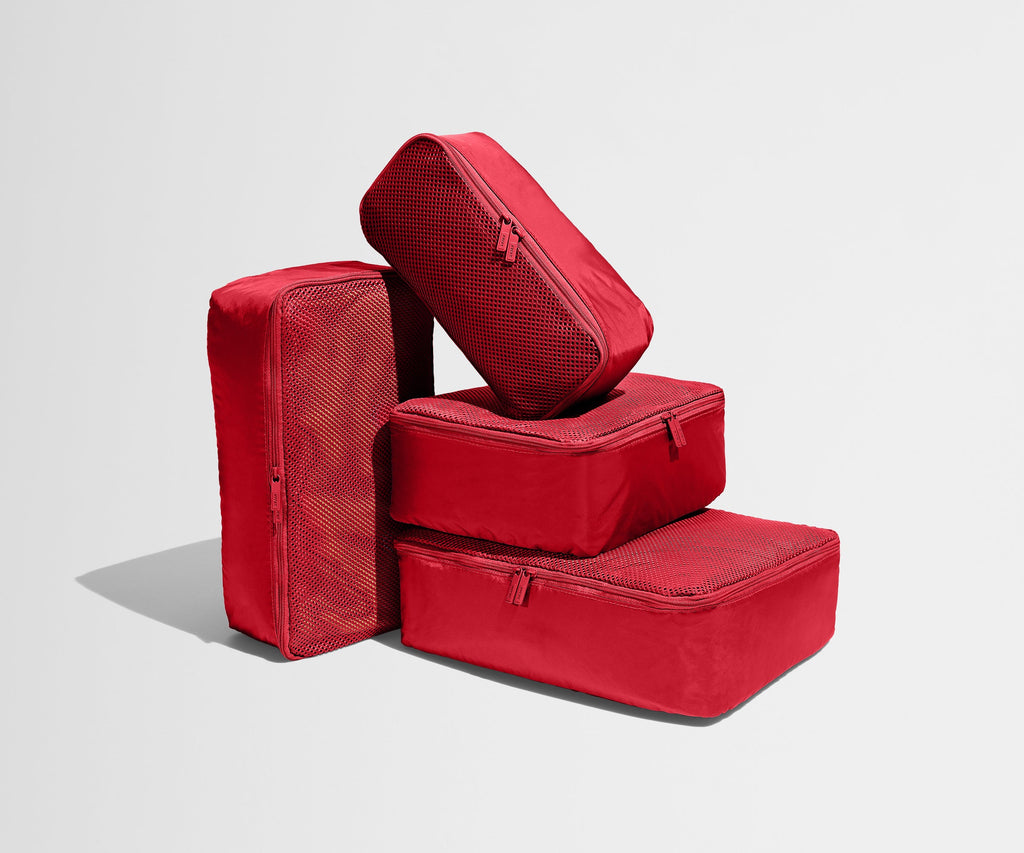 Away Insider Packing Cubes (Set of 4) in Cherry Red